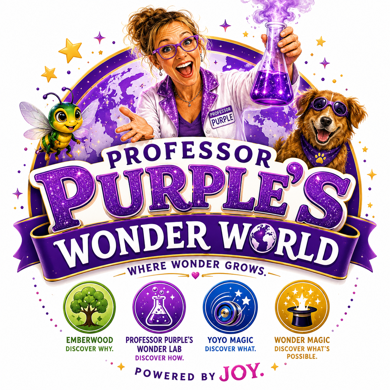 Professor Purple's WonderWorld — all four programs powered by JOY